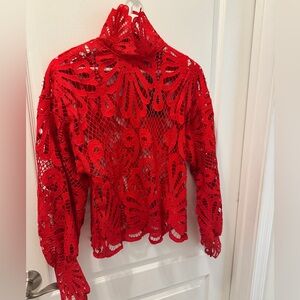 Elegant Red Lace Women's Top